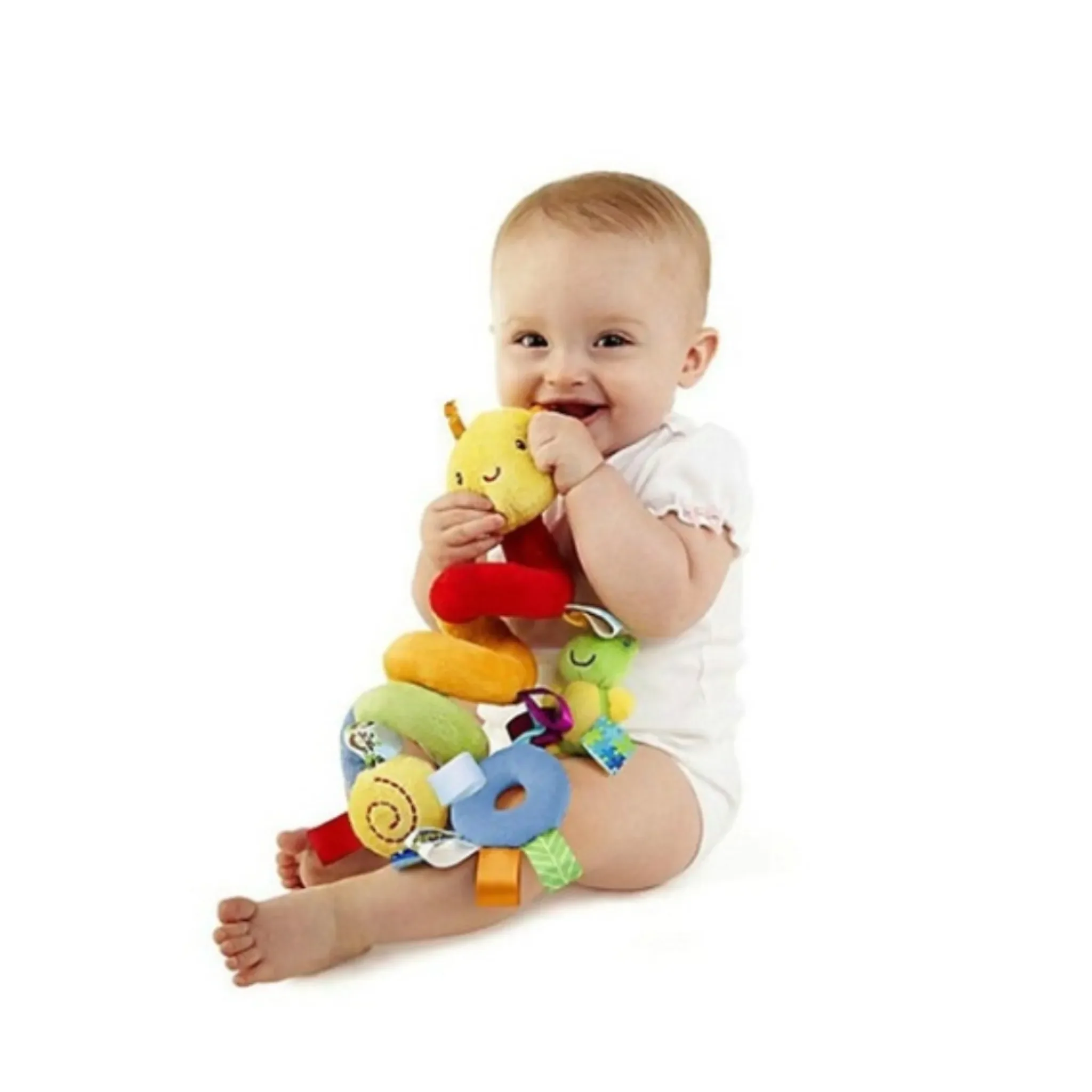 Infant Baby Wurm Krippe Bett Um Rassel Glocke Cartoon Kinderwagen Hängen Gefüllte Wrap Spirale Sicherheit Spielzeug